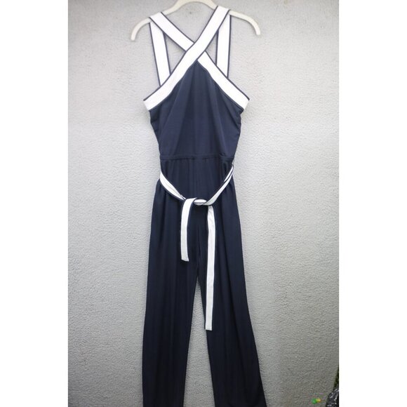 Ann Taylor Pants - Ann Taylor Navy/White Jumpsuit-Size 6-Strappy-Nautical-Stretchy-Back Zip